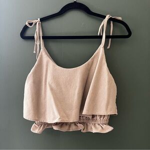 Favlux ruffle hem tie strap crop top size medium